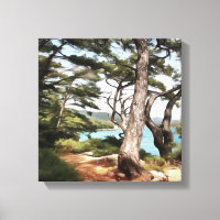 Pinus pinea Gräs Träd Forest Painting
