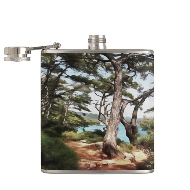 Pinus pinea Gräs Träd Forest Painting Fickplunta (Öppnad)
