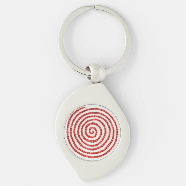 PINWHEEL MOSAIC Metall Swirl Keychain Silverfärgad Nyckelring (Framsidan)