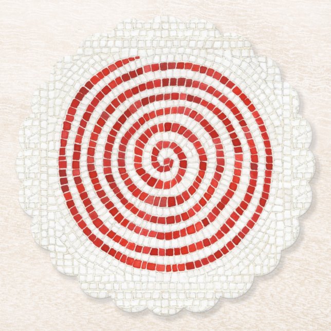PINWHEEL MOSAIC Scalloped Round Papper Underlägg (Framsida)