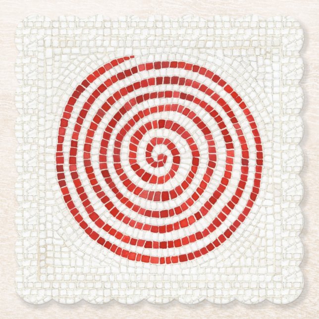 PINWHEEL MOSAIC Scalloped Square Papper Underlägg (Framsida)