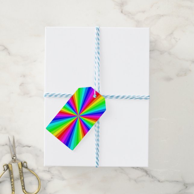 PINWHEEL RAINBOW PRESENTETIKETT (Med Snöre)