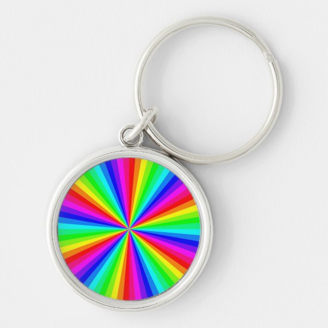 PINWHEEL RAINBOW RUND SILVERFÄRGAD NYCKELRING (Framsidan)