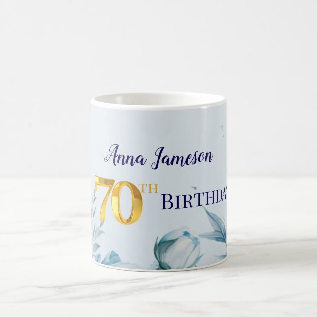 Pion 70-års födelsedagsfest inbjudan kaffemugg (Center)