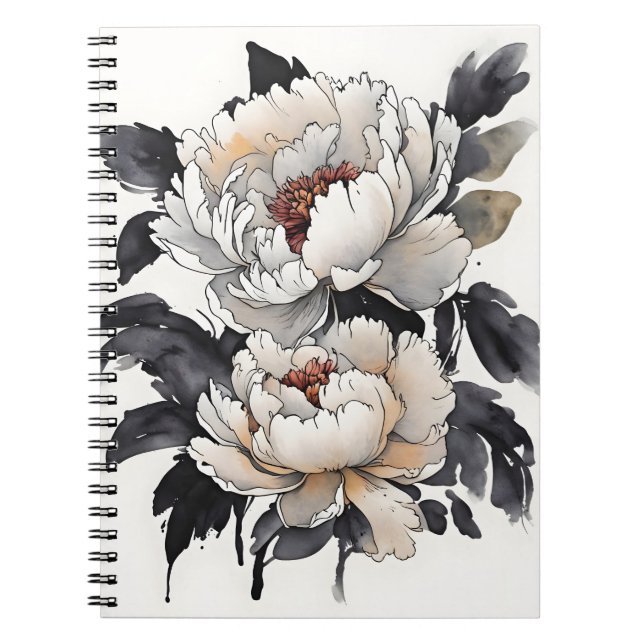 Pion - Akvarellblommor Anteckningsbok (Framsidan)