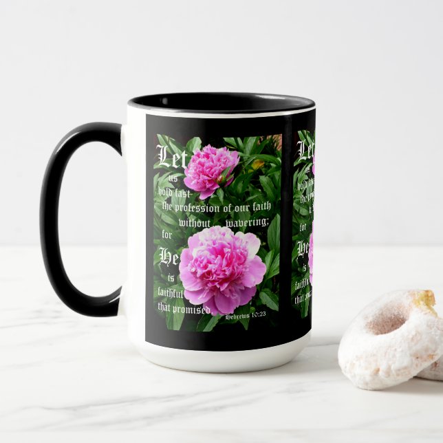 Pion av Pearl med Hebreerbrev 10:23 Mugg (Med munk)