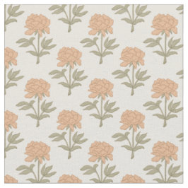 Pion Blommig Blocktryck Vintage Boho Varm Neutral Tyg