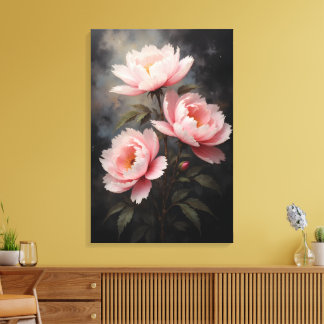 Pion Blommig Konst Canvastryck