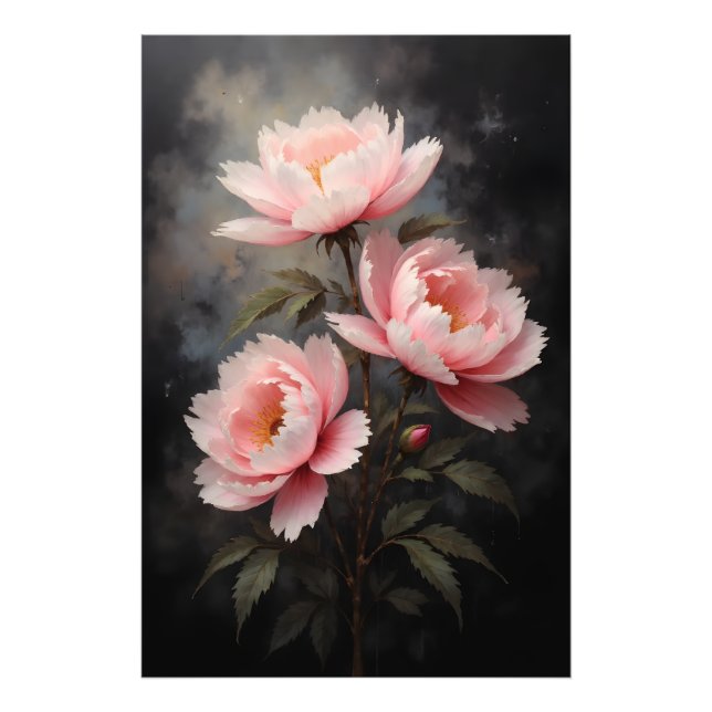 Pion Blommig Konst Fototryck (Framsidan)