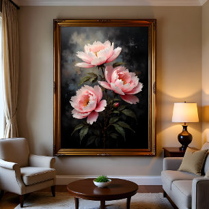 Pion Blommig Konstverk Poster