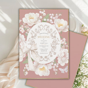 Pion Blommig Vintage Elegant Mauve Bröllop Inbjudningar