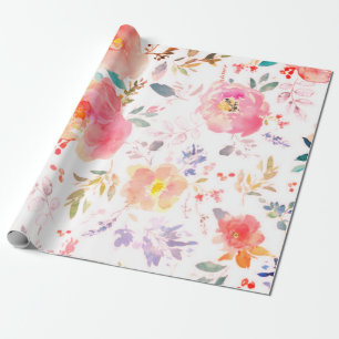 Pion blomstergods Pink Mönster Antika Bröllop Presentpapper