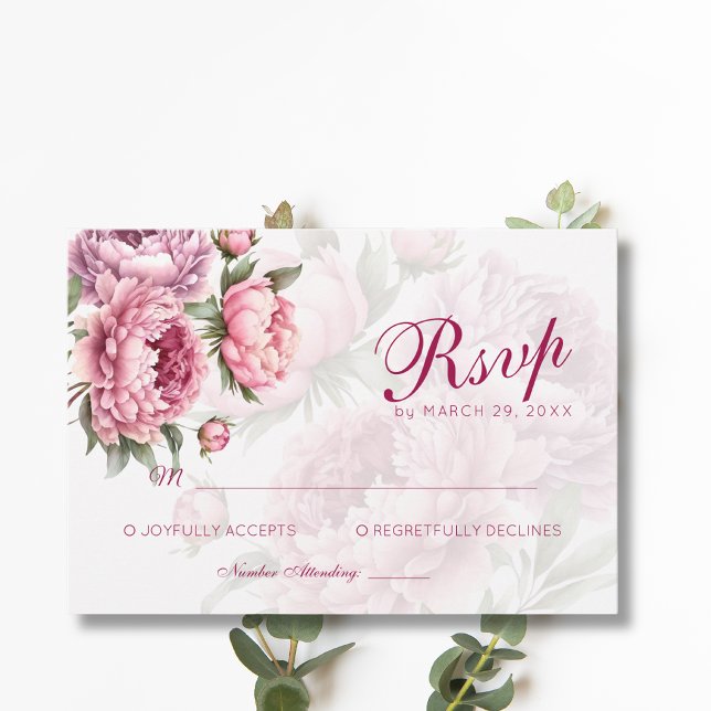 Pion Botanisk Romantik Konst Bröllop OSA Kort (Skapare uppladdad)