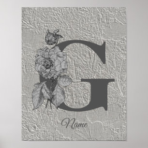 Pion Elegant Monogram Initial G Personlig Poster