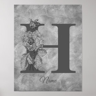 Pion Elegant Monogram Initial H Personlig Poster