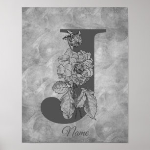 Pion Elegant Monogram Initial J Personlig Poster