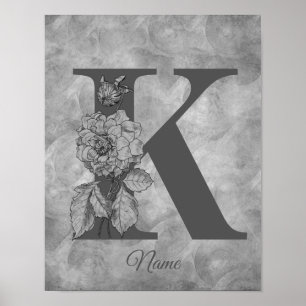 Pion Elegant Monogram Initial K Personlig Poster