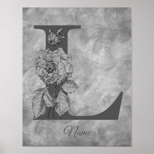 Pion Elegant Monogram Initial L Personlig Poster