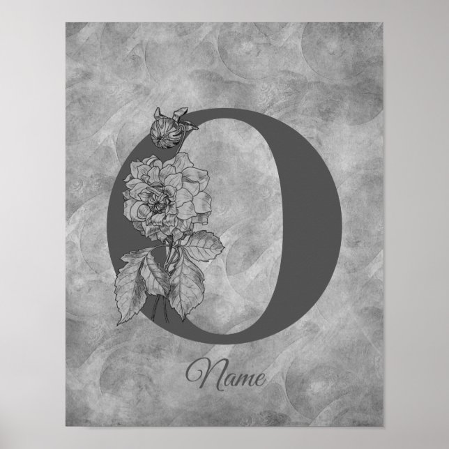 Pion Elegant Monogram Initial O Personlig Poster (Framsidan)