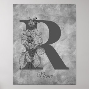 Pion Elegant Monogram Initial R Personlig Poster