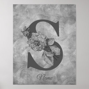 Pion Elegant Monogram Initial S Personlig Poster
