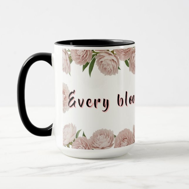 Pion Grace Elegant Blommig Konst  Mugg (Vänster)