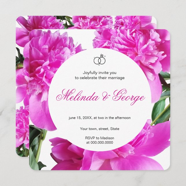 Pion inbjudan. Inbjudan (Fram/baksida)