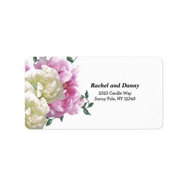 Pion Ivory och Rosa Adressetikett (Framsidan)