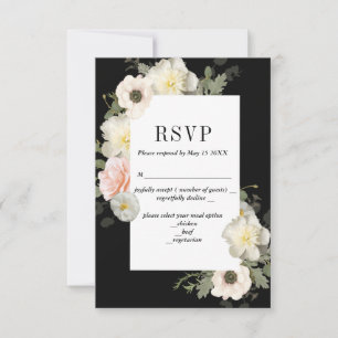 Pion och Anemon Romantisk RSVP-kort OSA Kort