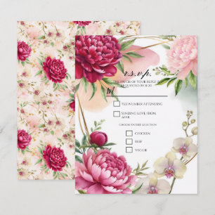 Pion & Orkidé Trädgård Blommig Glamour Bröllop R.S Inbjudningar