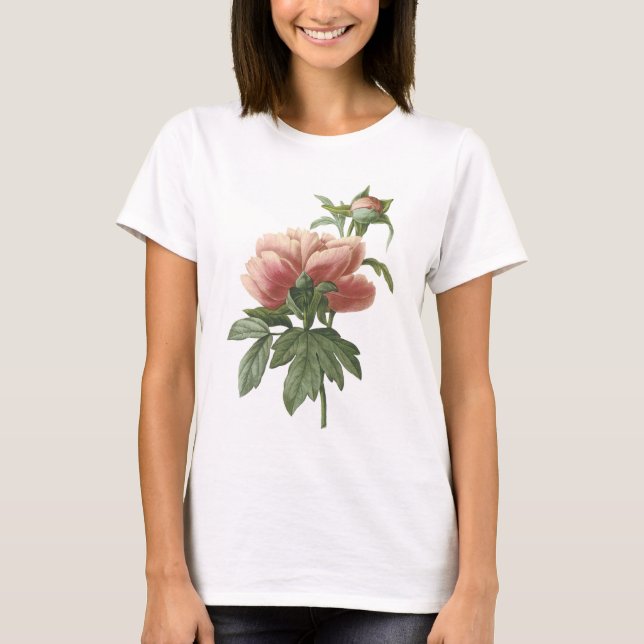 pion (Paeoniasp.) vid Redouté Tee Shirt (Framsida)