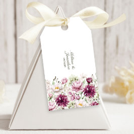 Pion Pink Burgunder Blommig Bröllop Presentetikett