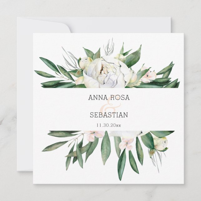 *~* Pion QR RSVP Blommor Ram AR15 Bröllop Inbjudningar (Framsida)