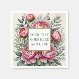 pion rosa akvarell blommor skapa dina egna pappersservett