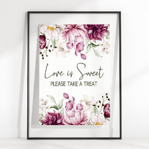 Pion Rosa Burgunder Blommig Bröllop Kärlek Är Söt Poster