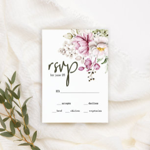 Pion Rosa Burgunder Blommig Bröllop RSVP-kort OSA Kort