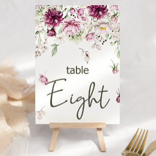 Pion Rosa Burgunder Blommig Bröllops Bord Nummer Bordsnummer