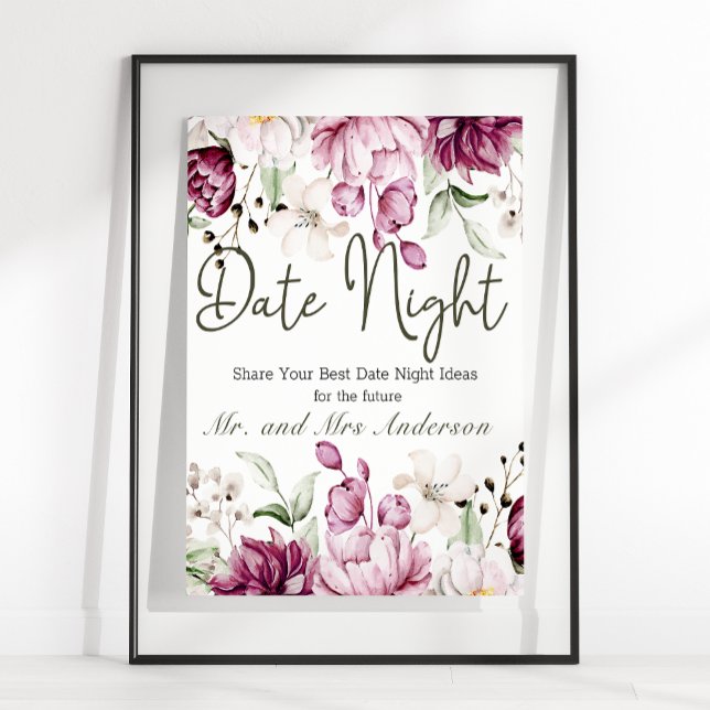 Pion Rosa Burgunder Blommig Dejtingsnatt Poster (Skapare uppladdad)