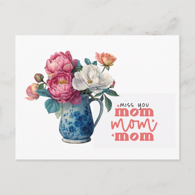 Pion till Mamma på Mors Dag Vykort (Framsida)