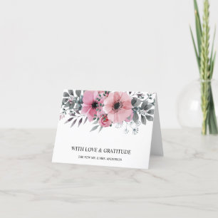 Pion Watercolor Blommig Personlig Tack Kort