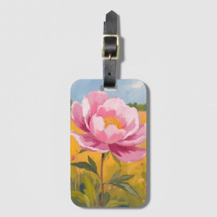 Pionblom   Rosa Blomsterfält Vattenfärg Bagagebricka