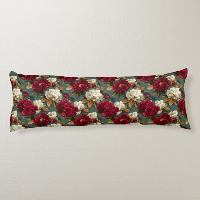 Pionblomma DIY-dEkoration Unik soffa Kroppskudde (Baksidan)