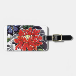 Pionblomma Japansk tatuering design Bagagebricka
