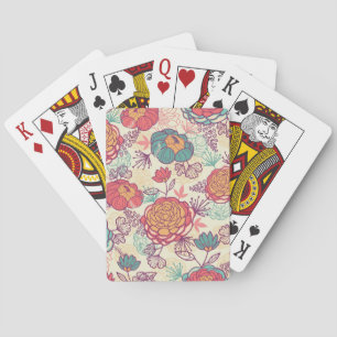 Pionblomma- och lövmönster casinokort