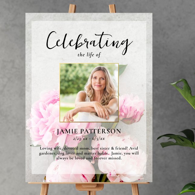 Pionblommor Firande av Liv Fotografi, Begravning Poster (Skapare uppladdad)