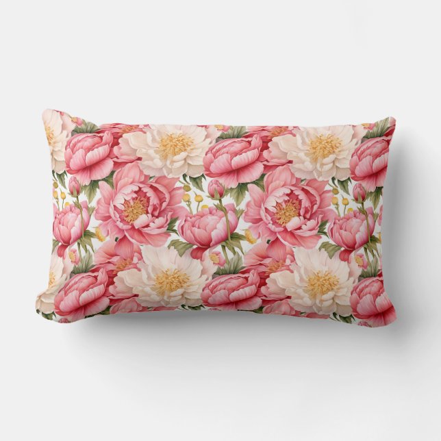 Pionblommor Kudd Lumbarkudde (Framsida)