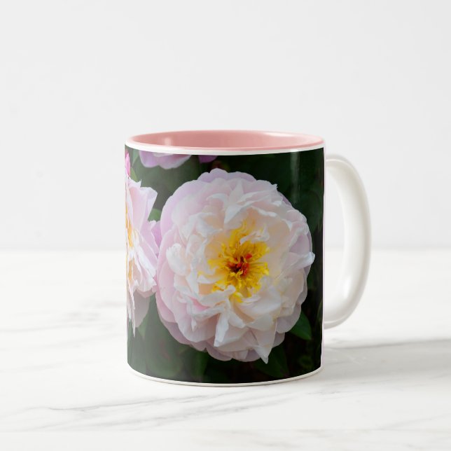 Pionblommor Två-Tonad Mugg (Framsida höger)