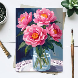 Pionbukett Rosa Blommor Blomsterkonst Vykort