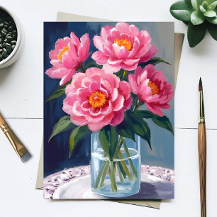 Pionbukett Rosa Blommor Blomsterkonst Vykort