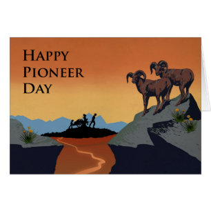 Pioneer Day, Handcart Pioneers Silhouette, Bighorn Hälsningskort